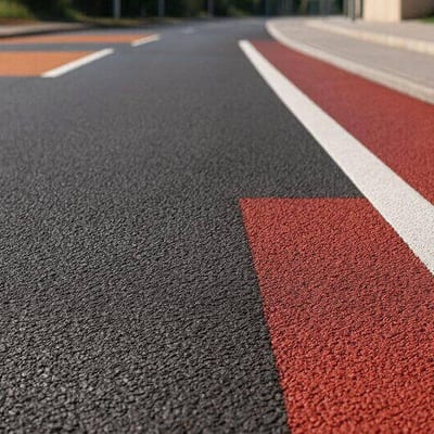 foto di un pavimento asfaltato con asfalti colorati